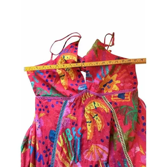 Farm Rio V-neck sleeveless Floral Print Long Dress 100% cotton colorful - Picture 7 of 7